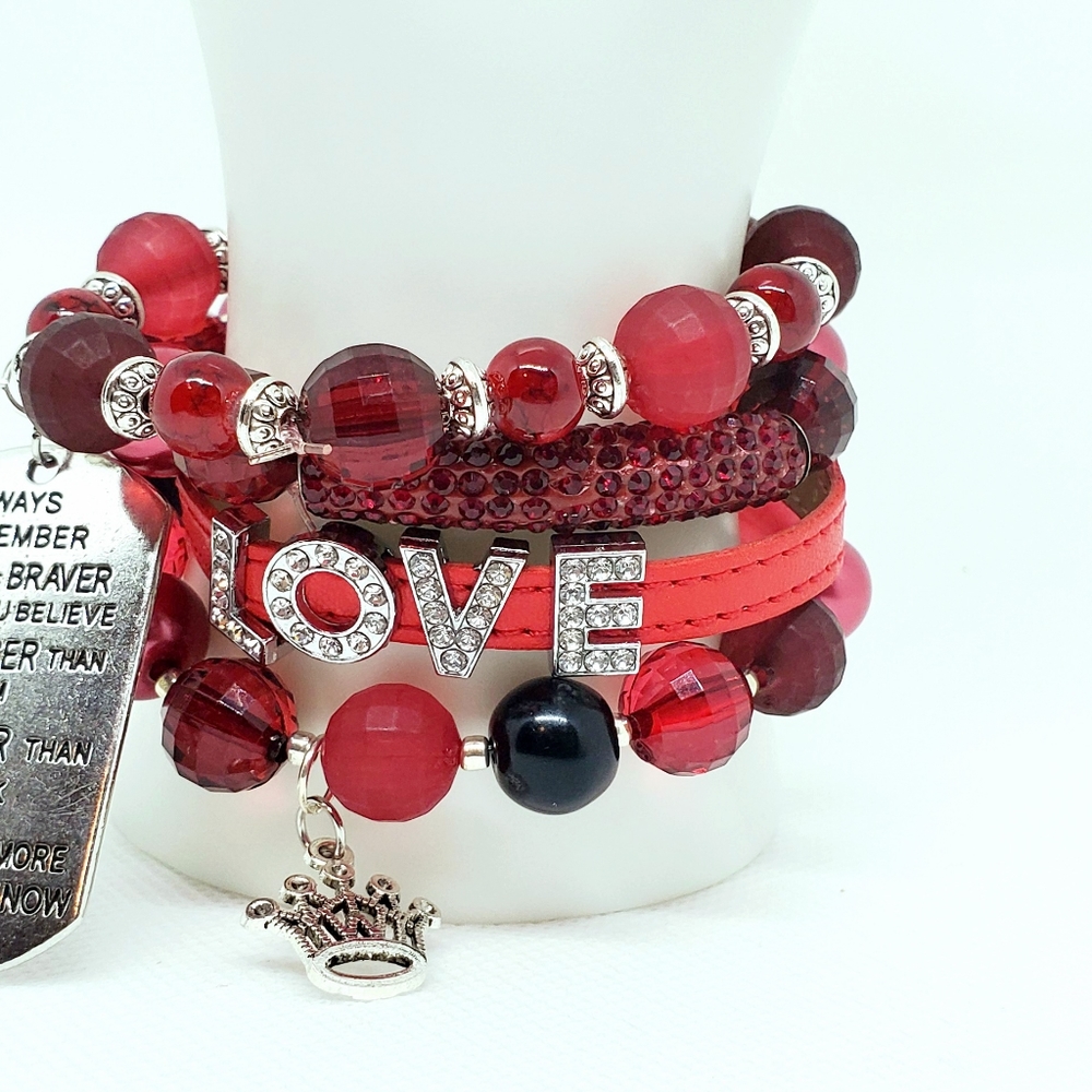 Beautiful red stack bracelet - Picture 5 of 7
